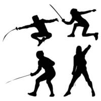 Fencing Player Silhouette Shapes Vol 3 vector