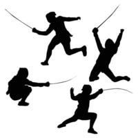 Fencing Player Silhouette Shapes Vol 4 vector