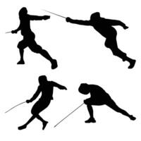 Fencing Player Silhouette Shapes Vol 2 vector