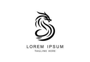 Powerful dragon silhouette logo with customizable brand name space. vector