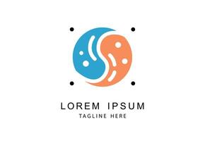 Modern abstract circular logo with blue and orange elements, surrounded by dotted circle. Ideal for balance-themed branding. vector