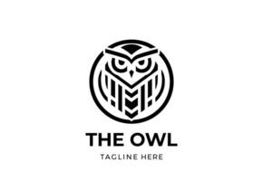Owl in Circle Logo. Owl in Circle Icon. Geometric Owl in Circle Logo or Icon on White Background vector