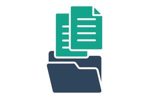 Data collection icon. folder with paper. icon related to gather. solid icon style. data analytics elements illustration vector