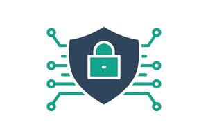 Cybersecurity icon. icon related to technology. solid icon style. data analytics elements illustration vector