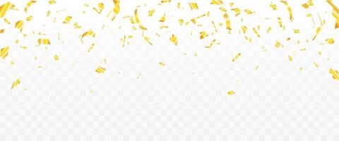 Abstract background party celebration gold confetti. Falling shiny golden confetti isolated on white background. vector