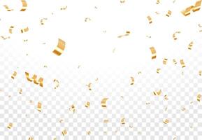 Gold confetti background that is falling on a white background. Confetti Illustration. vector
