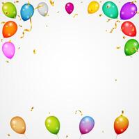 Balloons header background. Party card with colourful balloons. Birthday background with realistic balloons. Balloons header background vector