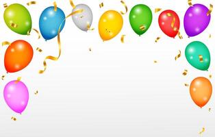 Balloons header background. Party card with colourful balloons. Birthday background with realistic balloons. Balloons header background vector