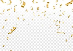 Gold confetti background that is falling on a white background. Confetti Illustration. vector