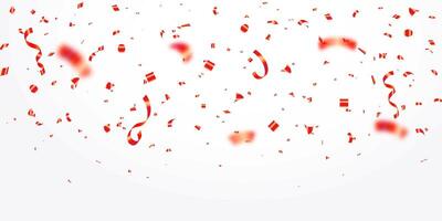 Golden confetti and zigzag ribbon falling from above streamer, tinsel vector