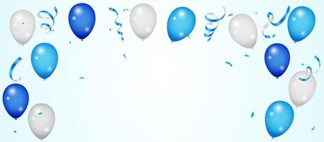Celebration party banner with Blue color balloons background. Birthday background with realistic balloons. balloon border frame template vector
