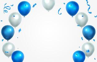 Balloons and ribbon confetti background vector