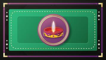 Diwali is festival of lights of Hindu for invitation card, web banner, advertisement. Paper cut and craft style. Tone background color is green. vector