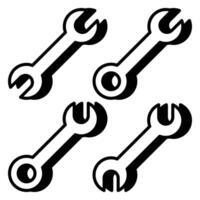 Set Spanner Tools Icon With Shadow Style vector