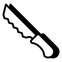 Bread knife icon, Bread cutting tool with shadow style vector