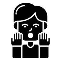 cute boy character surprised with filled icon design illustration vector