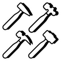 Set Hammer Tools Icon With Shadow Style vector