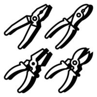 Set Pliers Tools Icon With Shadow Style vector
