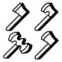 Flat Wood Axe Tool Icon With Shadow Style vector