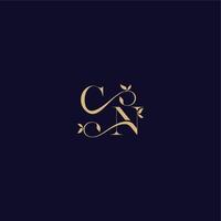 beauty leaf monogram logo organic and elegant concept CN wedding initial letter vector