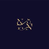 beauty leaf monogram logo organic and elegant concept NN wedding initial letter vector