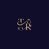 beauty leaf monogram logo organic and elegant concept TR wedding initial letter vector