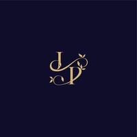wedding initial beauty leaf monogram logo letter organic and elegant concept JP vector