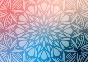 Mandala blue geometric red pattern background vector