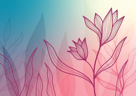 Floral pink soft line tropical natural background