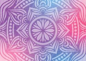 Mandala purple line art soft gradient background vector