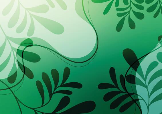 Soft green tropical flower art curve background