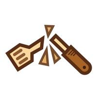 Broken brown spatula colorful icon illustration isolated on square white background. Simple flat outlined cartoon art styled drawing. vector