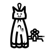 Cat shaped hand towel beside sink icon illustration isolated on square white background. Simple flat outlined cartoon art styled drawing. vector