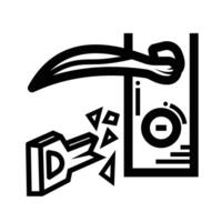 Broken key icon illustration isolated on square white background. Simple flat outlined cartoon art styled drawing. vector