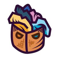 Full laundry basket colorful icon illustration isolated on square white background. Simple flat outlined cartoon art styled drawing. vector