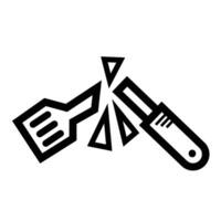 Broken spatula icon illustration isolated on square white background. Simple flat outlined cartoon art styled drawing. vector