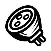 Small round LED light bulb icon illustration isolated on square white background. Simple flat outlined cartoon art styled drawing. vector