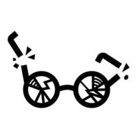 Broken glasses with round lense frames icon illustration isolated on square white background. Simple flat outlined cartoon art styled drawing. vector
