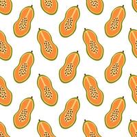 Seamless Pattern with papaya. Concept of healthy food and product. Summer background. flat illustration. vector