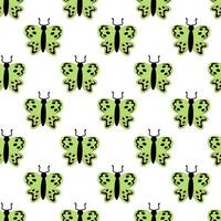Seamless Pattern with green butterfly. Abstract ornament design wings. Insect wallpaper. illustration background. vector