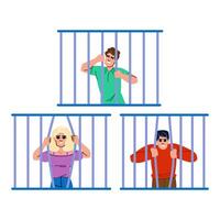 arrest behind bars vector