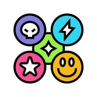 ecstasy mdma rave retro color icon illustration vector