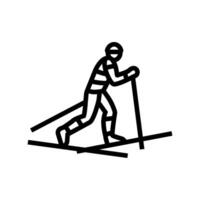 cross country skiing winter sport line icon illustration vector