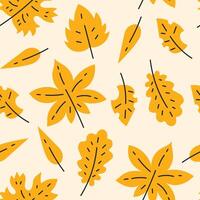 Fall Autumn Seamless Pattern with Falling Yellow Leaves vector