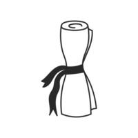 Parchment Scroll with Ribbon Doodle Icon vector