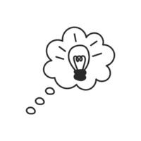 Speech bubble with light bulb outline icon vector