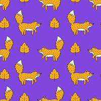 Fox and Leaf Fall Seamless pattern vector
