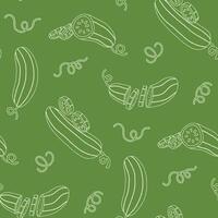 Outline Cucumber Spiral Tendril Triangle Seamless Pattern illustration Design vector