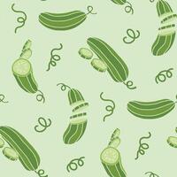 Cucumber Spiral Tendril Seamless Pattern illustration Design vector