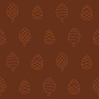 Outline Collection of Pine cone Seamless Pattern illustration Design vector